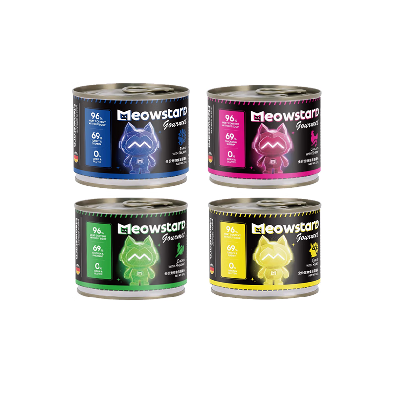 Meowda imported from Germany canned cat staple food, grain-free, hypoallergenic, fresh meat, wet food for young cats, pheasant chicken & chicken 200g*6