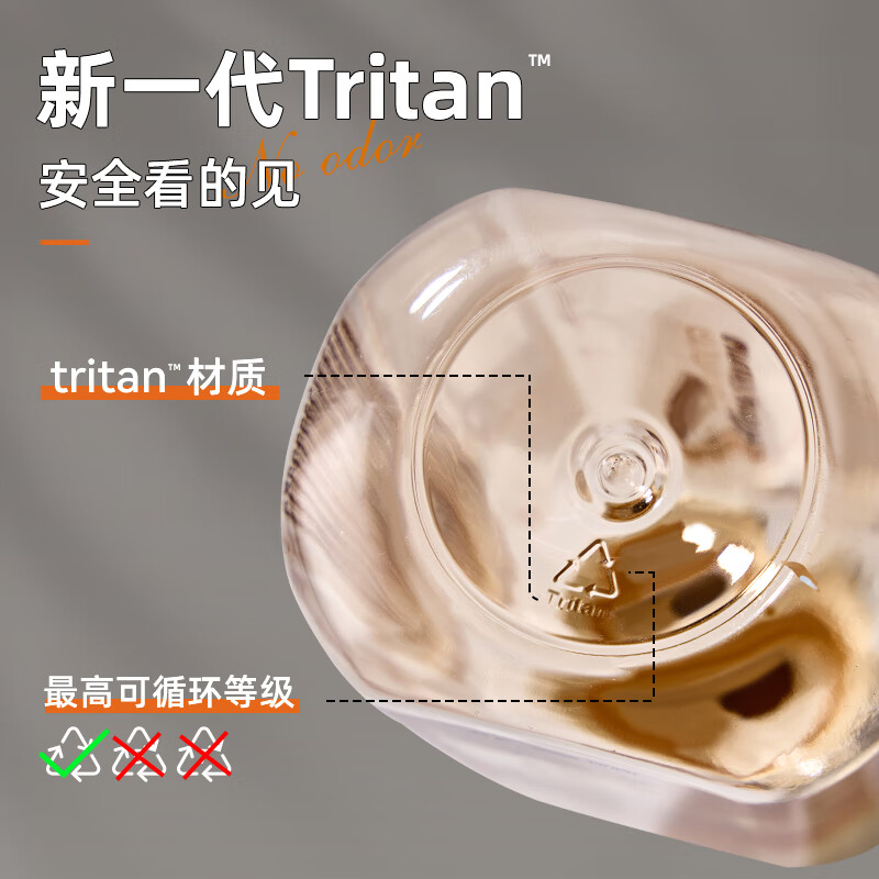 Cica tons sports kettle large capacity water cup for men and women high temperature resistant tritan tea water separation big belly cup summer (extended tea bin + with scale) beige 1300ml