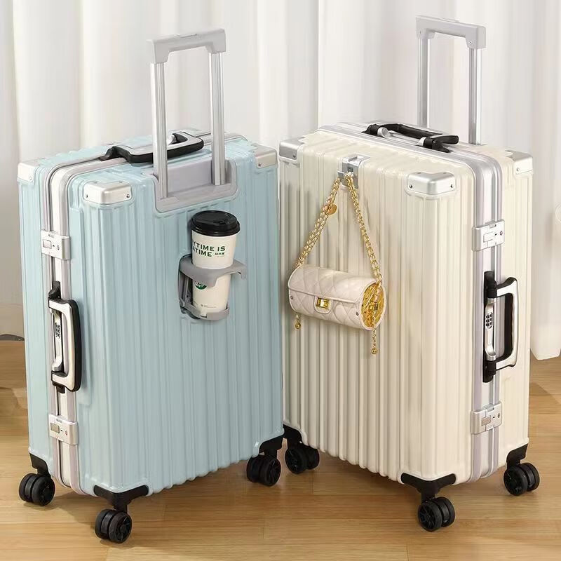 Horizon 8 (LEVEL8) Multifunctional Luggage Trolley Case 20 Inch Boarding Case New Cup Holder Suitcase 24 Large Capacity Men's and Women's Leather Case Dark Gray M5.0 Thickened Case + Cup Holder 20 Inch Can + Boarding