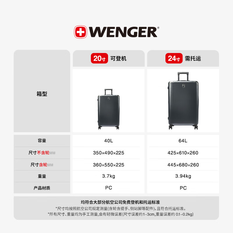 Weige suitcase 20-inch trolley case boarding case universal wheel business suitcase high-end gray