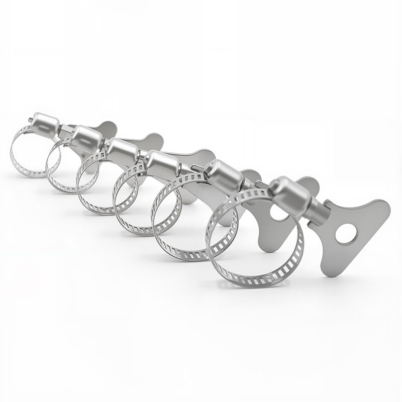 Yongli Shang 201 stainless steel handle type hoop clamp gas pipeline fixed joint hand-tight hose clamp water pipe tight clamp buckle fire-proof rust-proof and wear-resistant 32-44mm 5 pieces