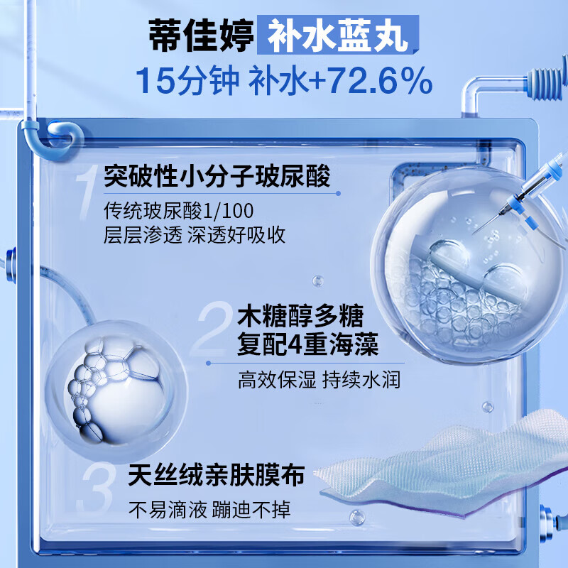 Dr.Jart Hydrating Facial Mask Blue Pills 20 Pieces Hyaluronic Acid Hydrating and Moisturizing Special Skin Care Products for Men and Women Birthday Imported from South Korea