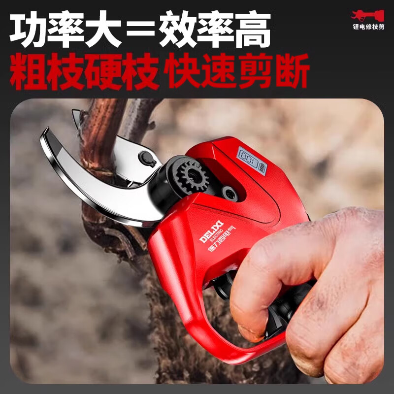 Delixi Electric Electric Pruning Scissors Lithium Battery Electric Scissors for Cutting Branches and Gardens Special Rechargeable Aerial Scissors Brushless Upgraded Model 5 Sections 2.0Ah One Charge One Charge + Liter
