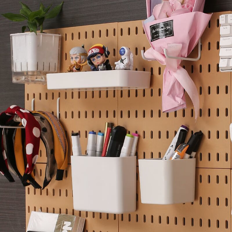 Vinoa universal color perforated board black accessories punch-free clip gaming room perforated board hook storage box basket black D hook