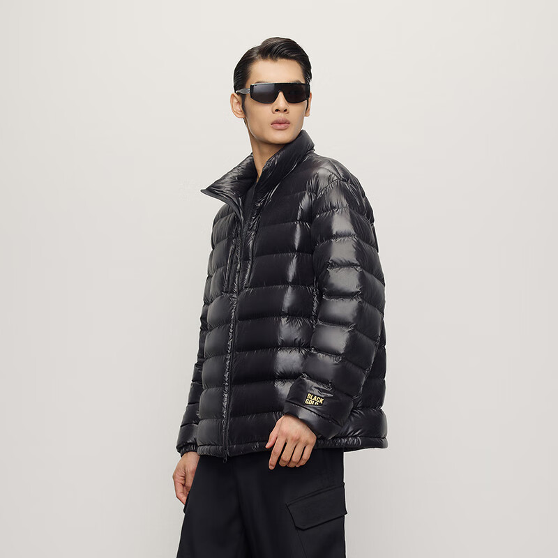 Govan Black Gold Goose Down Jacket Small Black Gold 5.0 Stand Collar Versatile 2025 New Men's Short Jacket Black XL