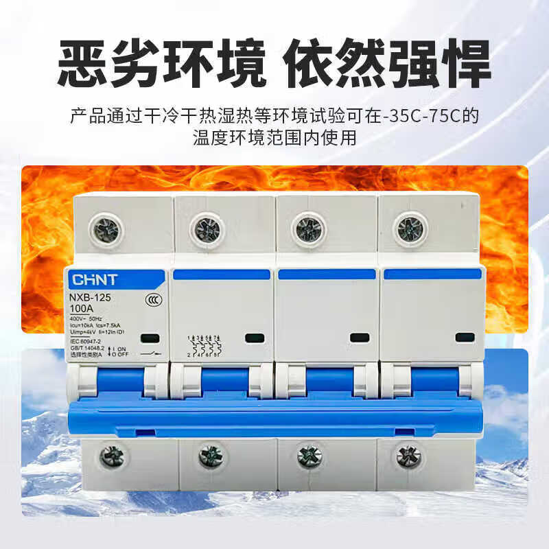 Chint air switch NXB-125 4P circuit breaker 80A100A 125A main switch air switch short circuit overload three-phase 4p 125A