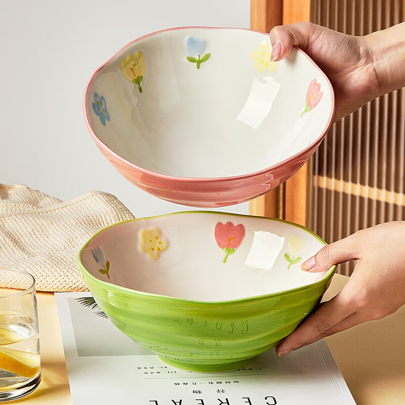 Mingyu 8-inch ceramic soup noodle bowl bucket hat ramen bowl household 2025 new snail noodle bowl 7-inch soup bowl large bowl tableware 7-inch sky blue