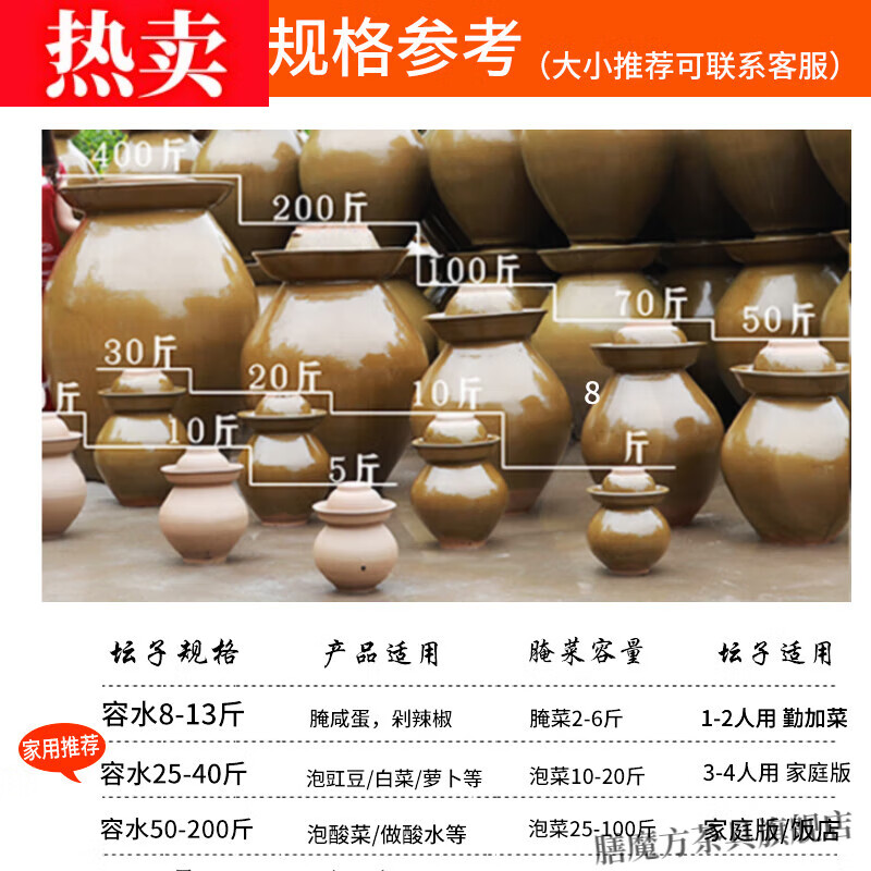 Thermos Cube Imported Quality Sichuan Pickle Jar Old Ceramic Household Clay Sauerkraut Old Jar Earthen Jar Tile Jar Double Cover Green Glazed Pickle Jar Filled with Water 100 Jin Double Cover