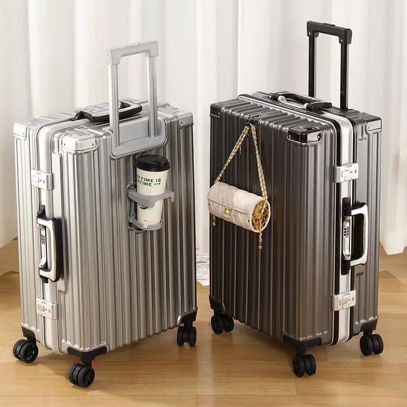 Horizon 8 (LEVEL8) Multifunctional Luggage Trolley Case 20 Inch Boarding Case New Cup Holder Suitcase 24 Large Capacity Men's and Women's Leather Case Dark Gray M5.0 Thickened Case + Cup Holder 20 Inch Can + Boarding