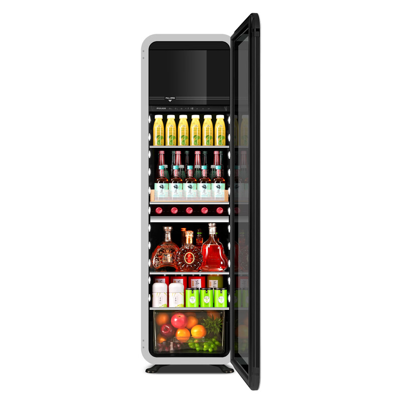 PULADI variable frequency first-class energy-efficiency ice bar, independent freezing area, home living room refrigeration, frost-free office refrigerator, dual-temperature beverage, wine cabinet, tea and fruit freshness and ice making, 1.76 meters, pearlescent white, dual-temperature, freezing + refrigeration 229L