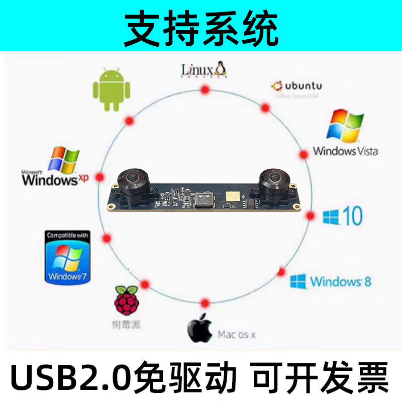 4 million 1080P binocular camera 60 frames synchronized depth detection VR ranging USB camera module 220 (panoramic distortion) + bracket