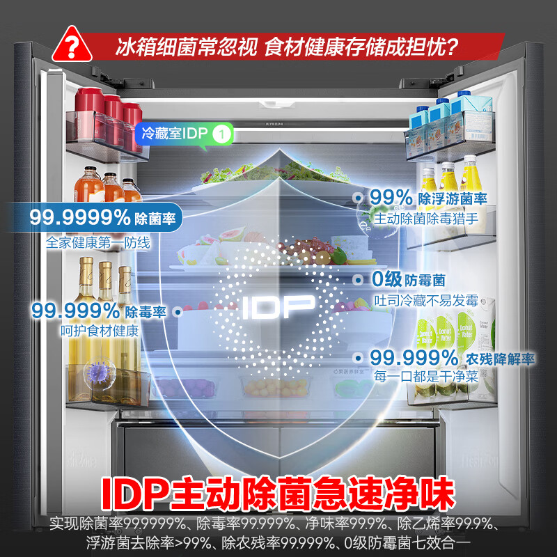 Rongsheng IDP Pure Flavor 507L French multi-door four-door refrigerator dual-system active sterilization 99.999% ultra-thin bottom heat dissipation zero embedded first-level energy efficiency variable frequency air-cooled frost-free dual system + embedded BCD-507E30FZLAD