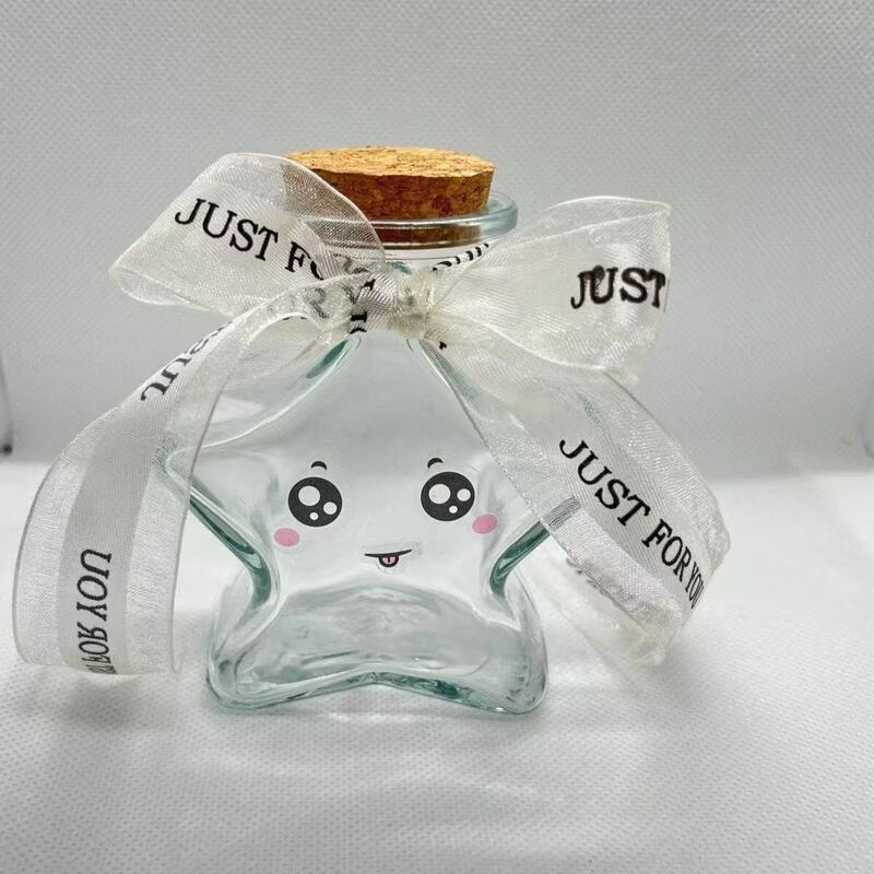 Star note bottle wishing bottle transparent glass jar special five-pointed star bottle 800 ml can hold 520 stars empty bottle + cork