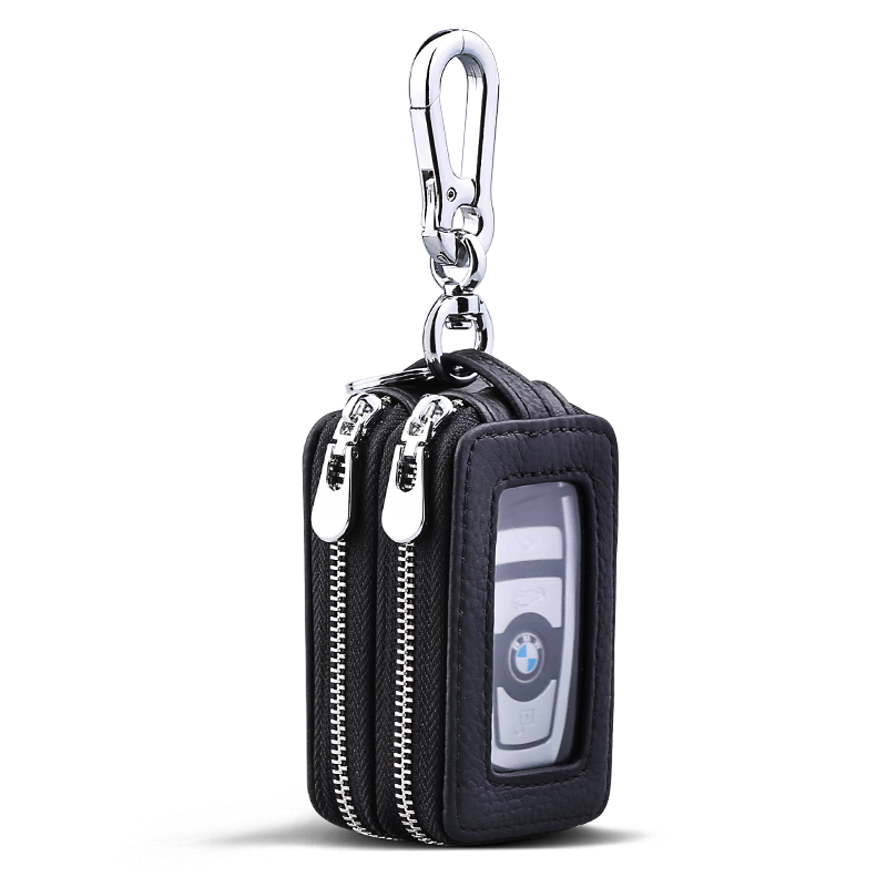 Liyou high-end quality key bag storage bag unisex key bag car key cover simple waist-hanging mini bag black Toyota double layer bag