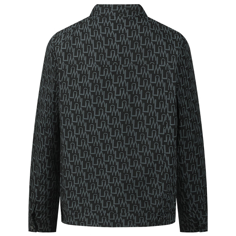 Lilang All-over Printed Jacquard Jacket Men's Wear-Resistant, Comfortable, Classic Light Luxurious Casual Jacket Black XL (175)