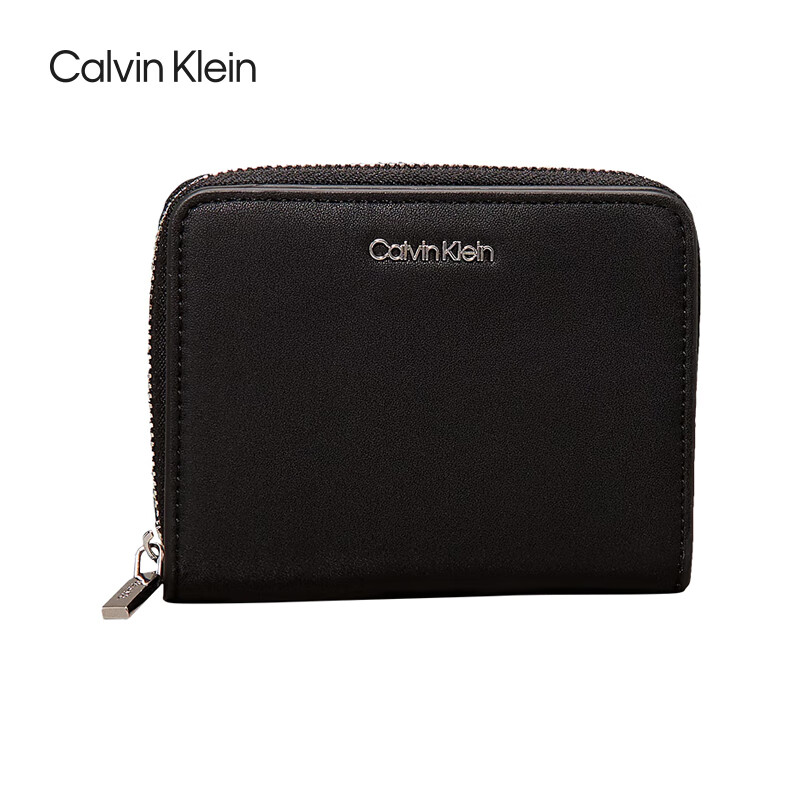 Calvin KleinCK women's bag logo zipper wallet card bag clutch K60K610300 black light luxury gift for girlfriend
