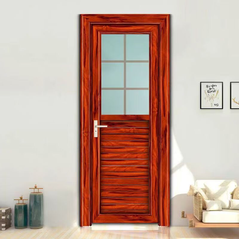 Titanium magnesium alloy toilet door flat door kitchen toilet bathroom door tempered glass kitchen and bathroom door customization single door leaf (model optional)