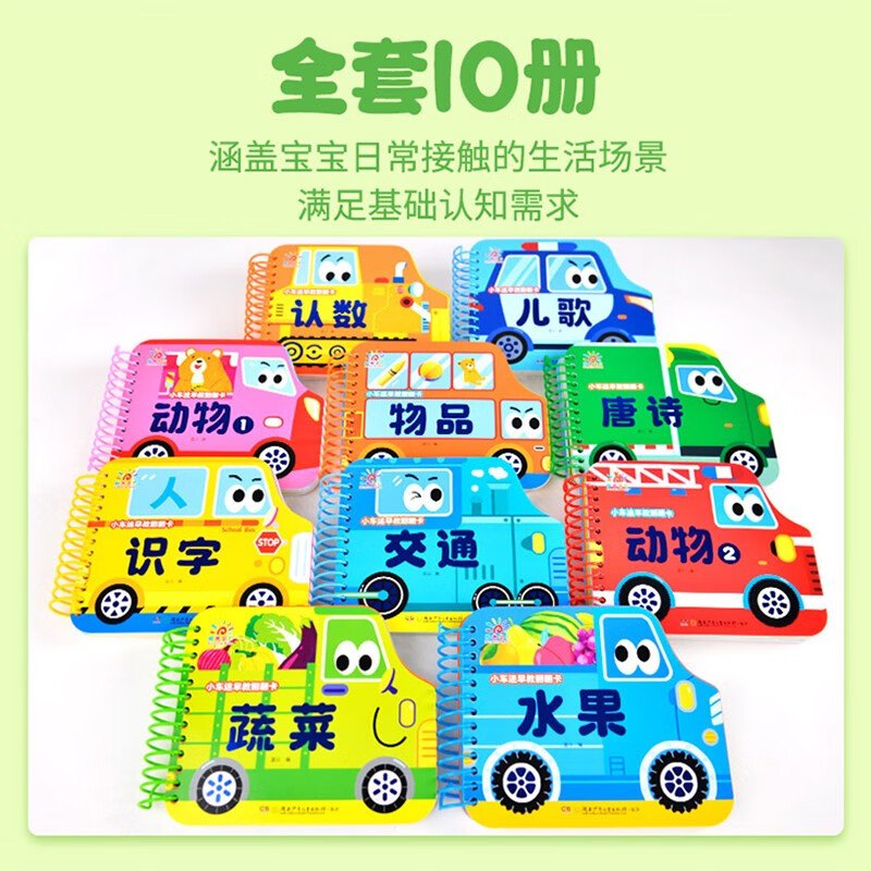 Sunshine Baby Baby Enlightenment Cognitive Book Picture Book Little Car Fan Early Education Flip Card to Recognize Counts 0-3 Years Old Infants and Toddlers Cognitive Cards to See Pictures and Recognize Numbers Thickened Board Book Children Cannot Tear Flip Book
