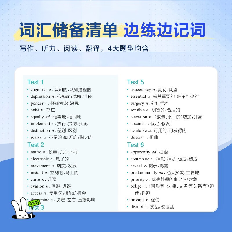 Preparation for the December 2025 Spark English CET-4 special high-score training CET-4 English test real questions CET-4 vocabulary learning materials College English cet4 reading listening composition translation writing special training