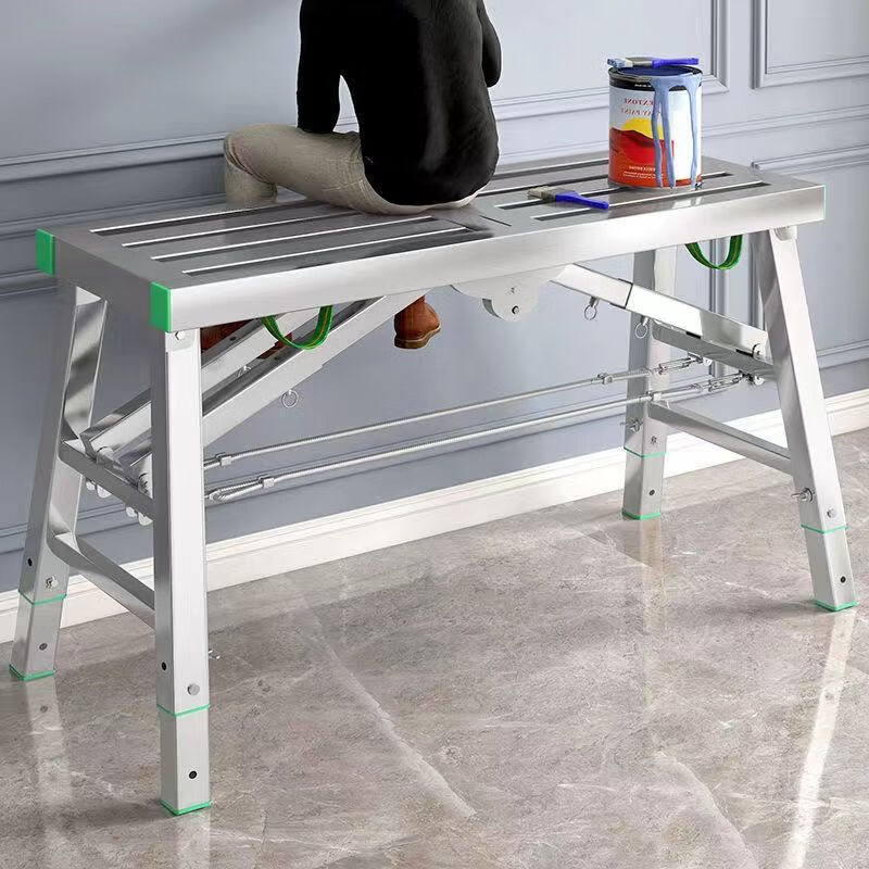 Horse stool aluminum alloy thickened scaffolding folding decoration lift indoor putty stool multifunctional portable engineering ladder thickened single support 40*160+ accessories