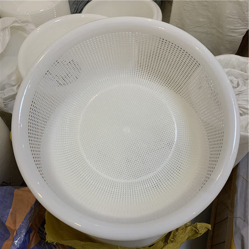 Qinkat thick encrypted round plastic basket drain basket round dense hole sieve vegetable basket fruit basket storage basket large storage basket encrypted 5223 diameter 35cm * height 12cm