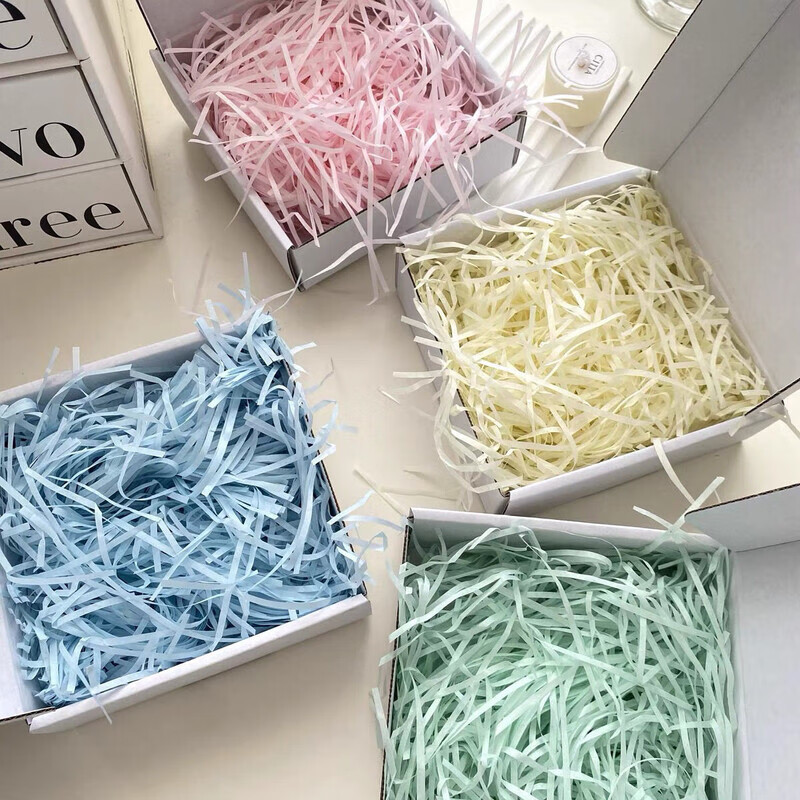 Raffia filler, colorful festive gift box, shredded paper, straw material, wedding candy box, fruit exquisite box, item number 5, light pink, 500g per pound