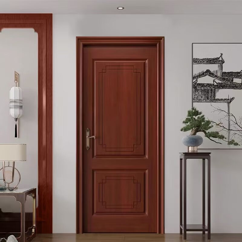 Solid wood door bedroom door walnut log painted door pure solid wood high-end wooden door room door interior door set door walnut pure solid wood log painted door A