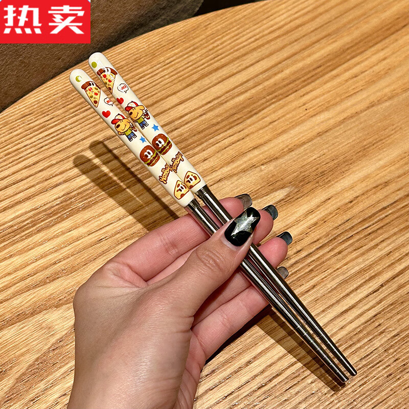 Tuojin German imported quality keir304 stainless steel ceramic spoon fork chopsticks cute cartoon student dormitory home chopsticks (two pairs) keir dog burger 304 stainless steel
