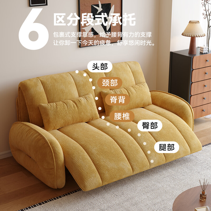 Mikongjiang pumpkin electric retractable sofa multi-functional 2025 new small apartment folding sofa bed fabric two-purpose 1.5 meters electric chenille fabric powder-free sponge type