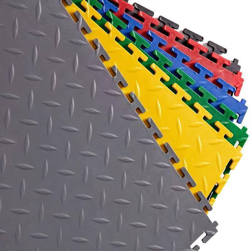 Oluoxun PVC industrial floor mat, automobile repair shop, plastic splicing cover, thickening, repair shop floor mat, new energy insulation workshop, 450*450*5.0mm round coin pattern