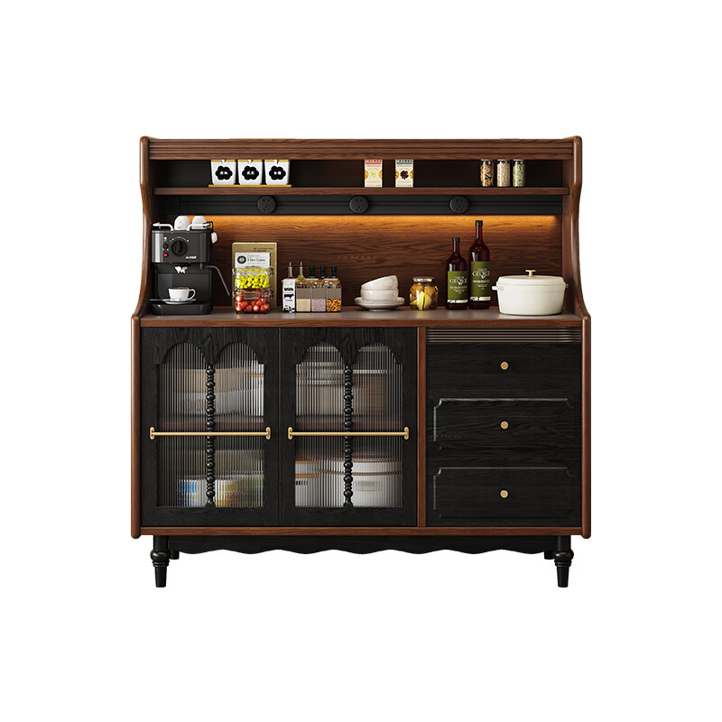 Guanze French retro solid wood sideboard wall-mounted integrated coffee machine display table home storage cabinet Hillary #1.2m