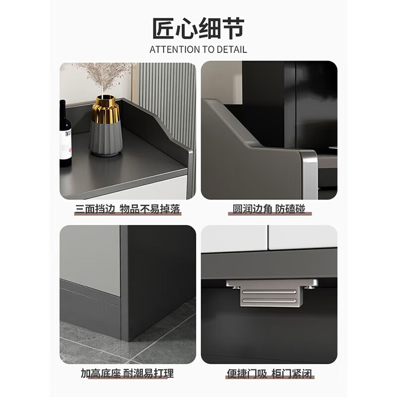 Light luxury sideboard cupboard living room wall storage cabinet multi-functional storage cabinet modern simple tea cabinet wine cabinet quality upgrade two doors and one drawer 60CM delivered upstairs - self-assembly