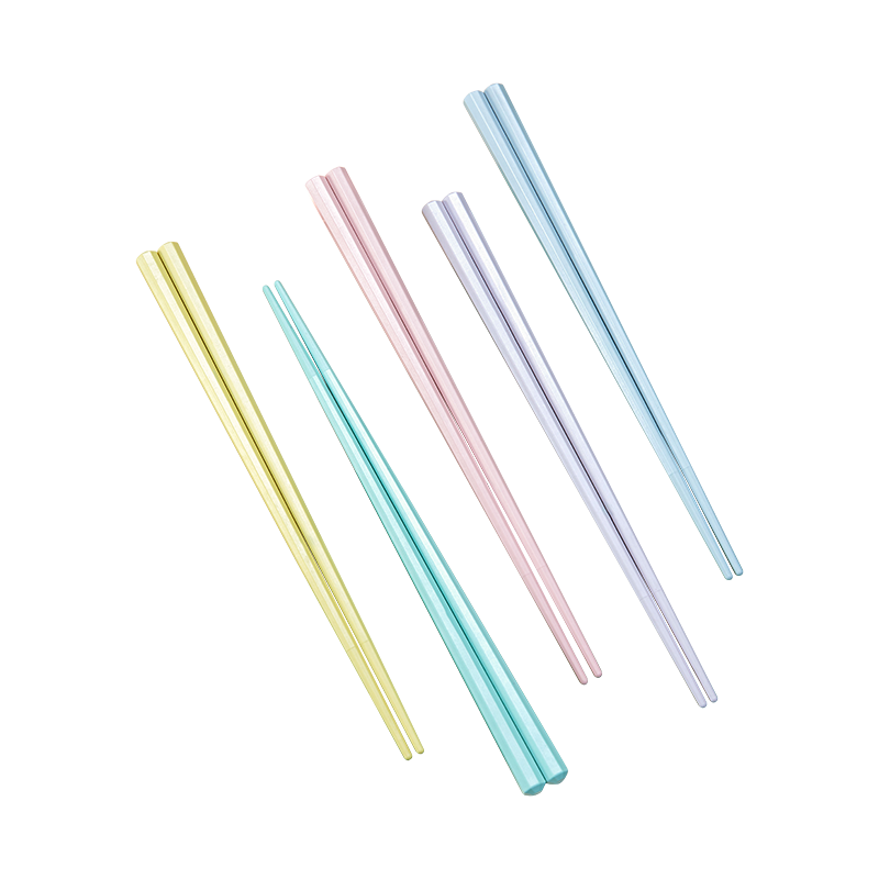 Macaron alloy chopsticks for one person, one chopstick, healthy meal-sharing, high-temperature-resistant chopsticks for home use, 10 pairs, high-end, 5 pairs of octagonal macaron chopsticks