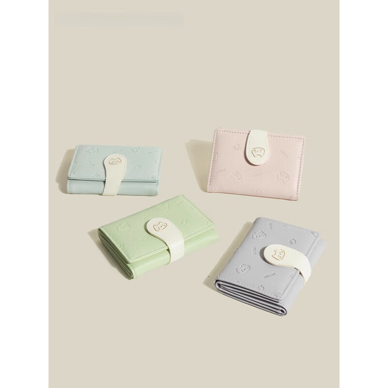 Casa-kups Birthday Gift Cute Cat Small Wallet 2025 New Women's Tri-fold Multi-Card Slot Card Holder Pink-Wallet