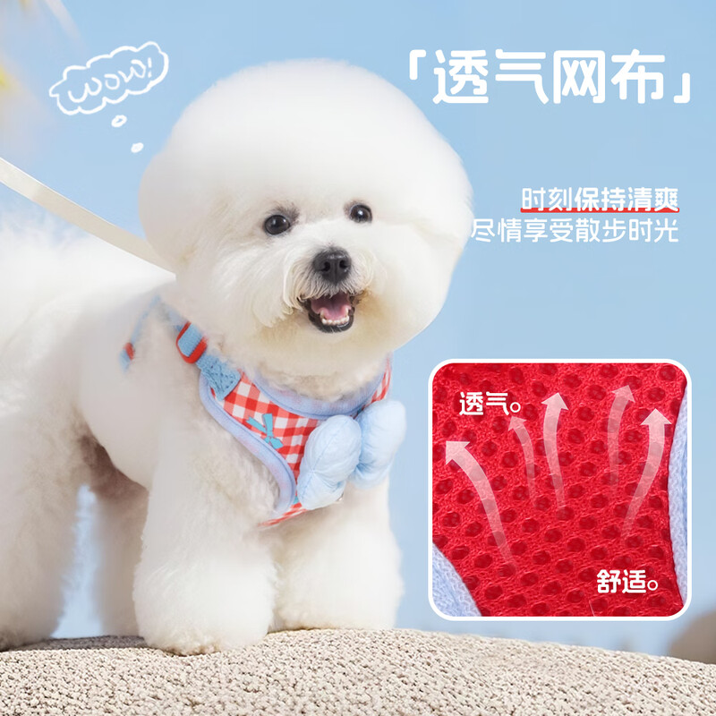 Pet Xiaoman's new dog and cat leash harness with floral bow set breathable dog leash Bichon Teddy M size