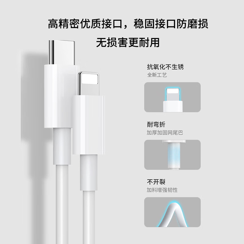 Shitu is suitable for Apple charging cable type-c30w fast charging data cable iPhone14/14pro/13pro/12promax/11/8p extended 1.5 meters 2 meters lightning fast charging cable typec port 1 pack fast charging cable 1 meter