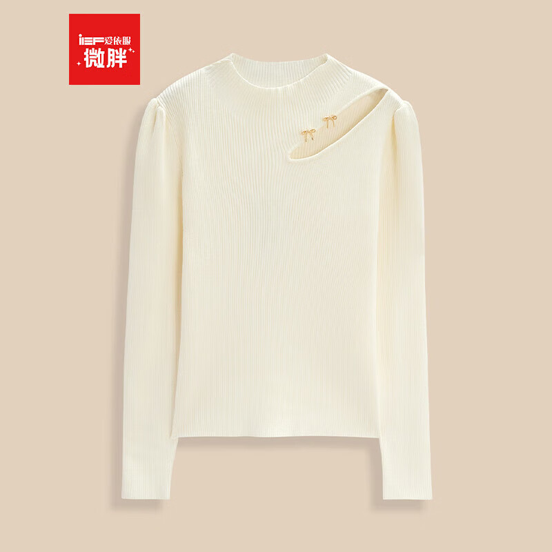 IEF/Aiyifu Slightly Fat Plus Size Women's Clothing 2025 Autumn New French Design Woolen Bottoming Clothes