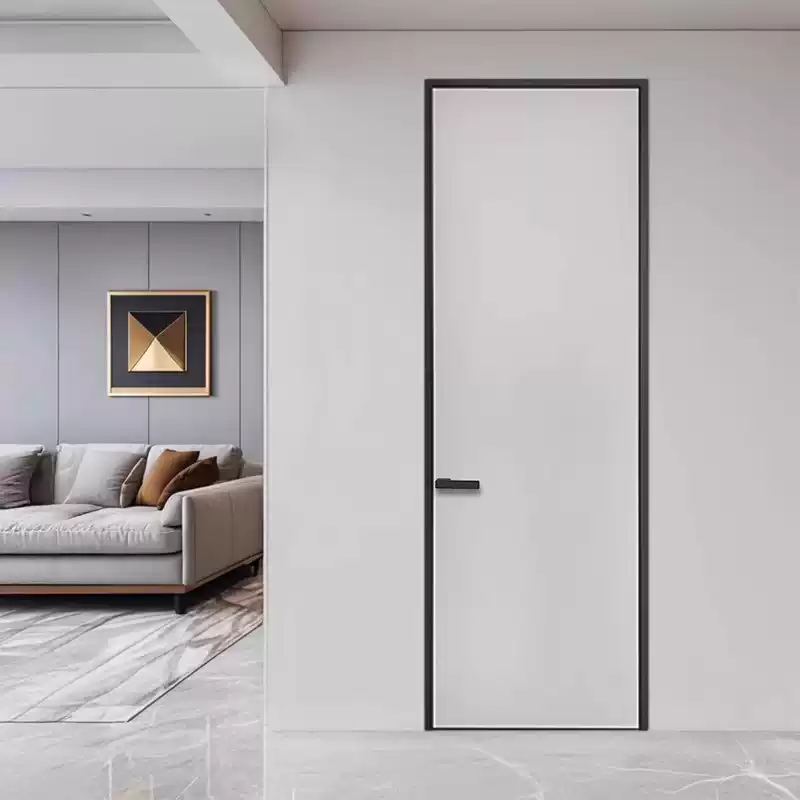 Pupan extremely narrow frame aluminum wooden door high-end home decoration cream style exterior flat interior opening paint-free bedroom door indoor all-aluminum room can be upgraded according to different usage scenarios