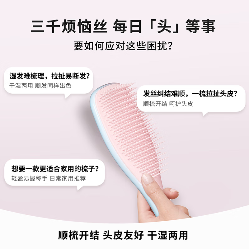 Tangle Teezer smart princess comb mint powder TT comb smooth hair fluffy massage gift to girlfriend and wife Christmas birthday gift