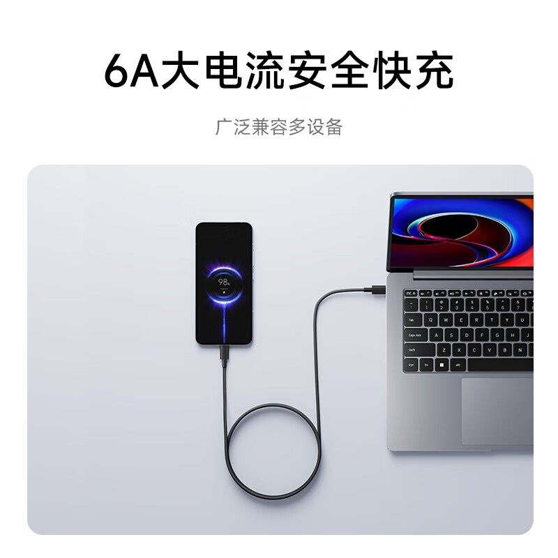Xiaomi (MI) Xiaomi 6A C-C 2M Braided Data Cable Black