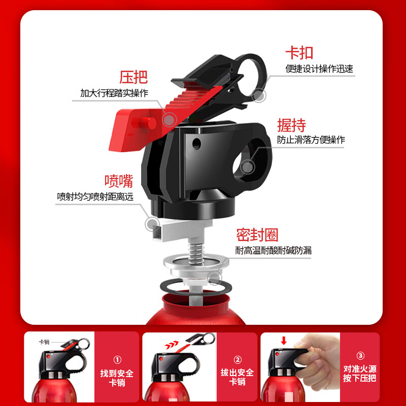 Vehicle-mounted fire extinguisher, water-based for high-temperature and explosion-proof vehicles, national fire-fighting certification, small portable fire-fighting equipment 25 new models 620ml, annual inspection package passed_21B high fire-extinguishing level