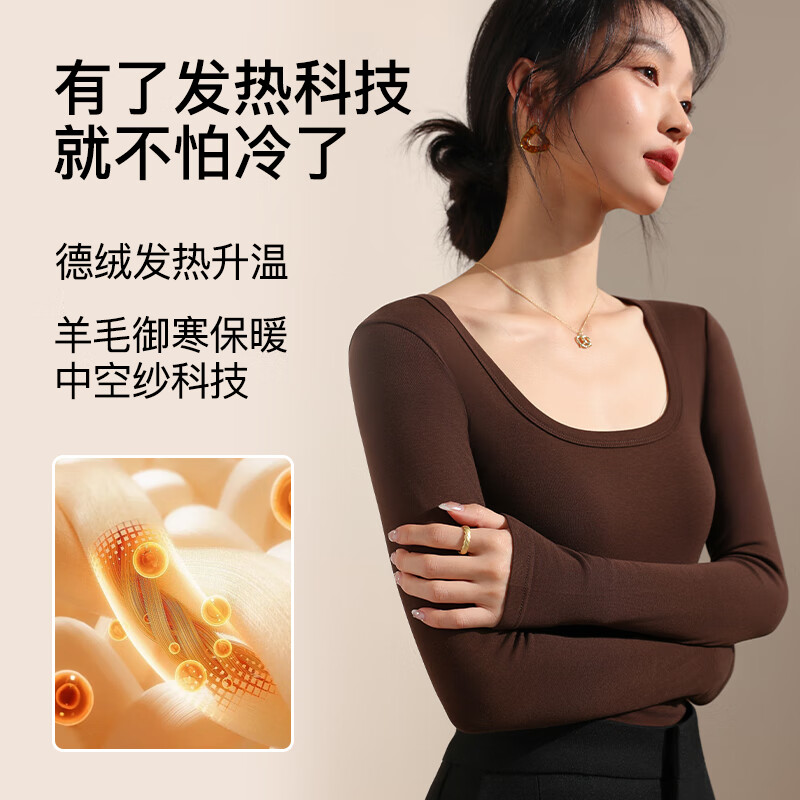 Catman Hyaluronic Acid Tencel Autumn and Winter Women's Bottoming Shirt 2025 New Slim Fit Lined Warm Wool Top