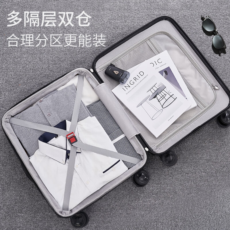Hervas suitcase 20 inches, can be boarded on the plane, trolley case, large capacity travel luggage, password box, black, thickened case, more resistant to manufacturing, 20 inches, 2-4 days short distance, standard boarding case