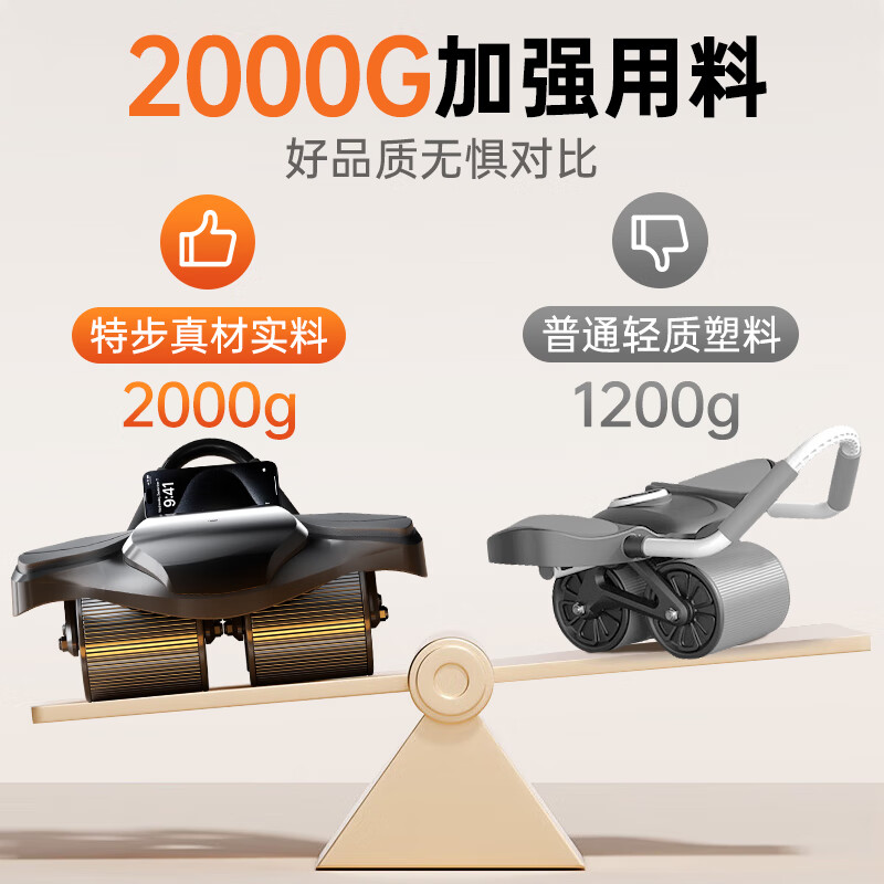 XTEP fitness abdominal wheel automatic rebound home elbow support exercise abdominal muscle wheel flat support fitness equipment abdominal curling roller for men and women