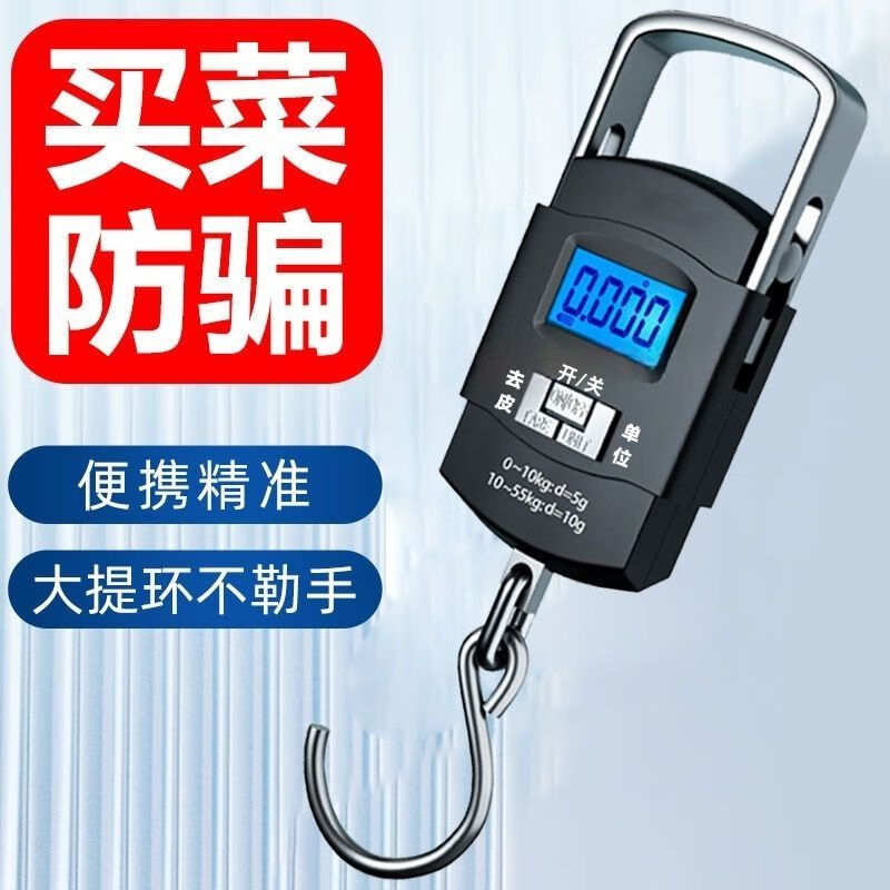 High-precision portable electronic scale small portable household mini fish scale hand luggage express spring hook small scale exclusive dual-core sensor 2nd generation weighing 102J-