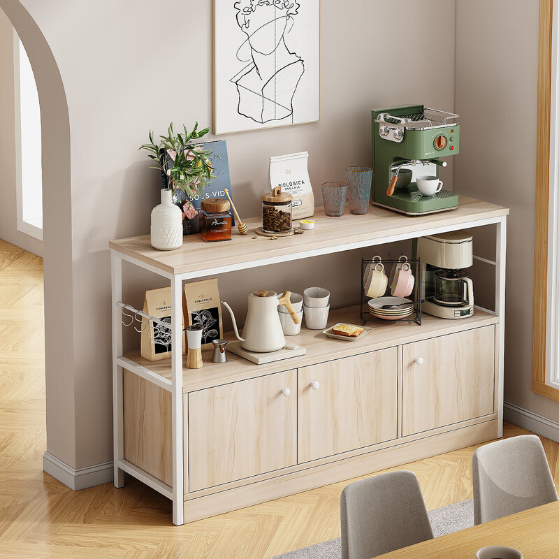 Sideboard against the wall integrated storage cabinet living room 2025 new dining table tea bar home storage small narrow side cabinet wilderness oak color | three doors 120*30*78