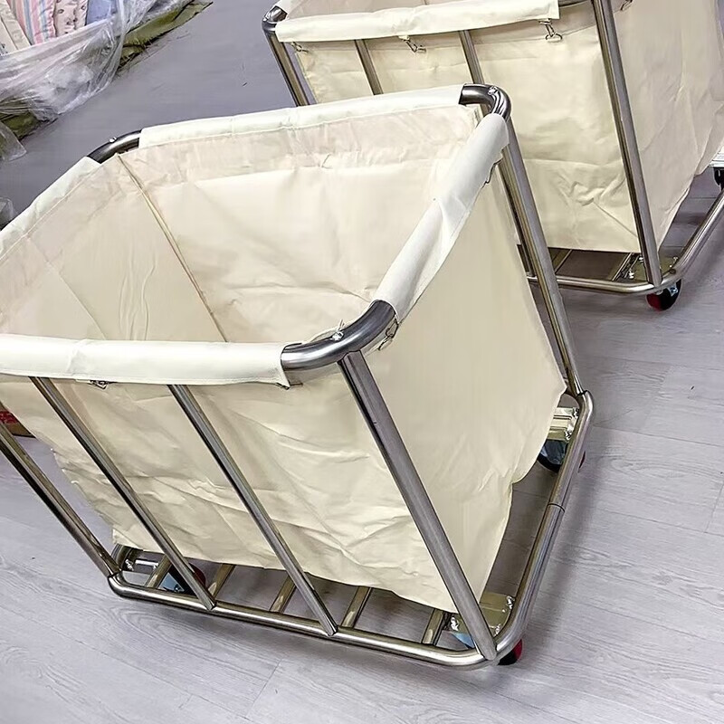 Linen cart hotel service cart laundry room for dry cleaners storage stainless steel hand push dirty linen recycling cart extra thick | tapered small blue linen cart