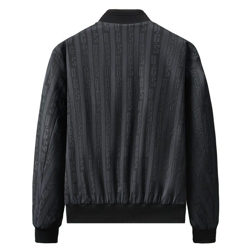 Dances with Wolves Thermal heating & thickened quilting Trendy all-over printed baseball collar warm men's jacket 001 black M