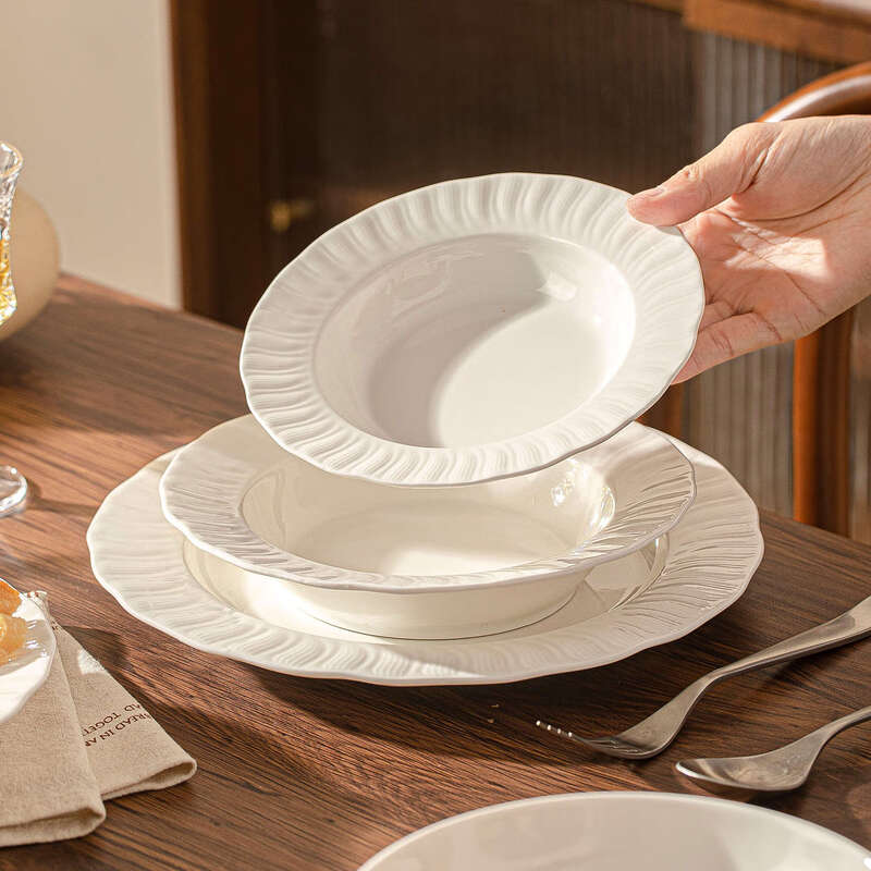 Lowe Youmi Rabbit Ceramic Plate Home Dish Plate High Temperature White Porcelain Dish Plate Deepened Plate Bowl Home 2025 New Plate Elegant Lace 7-inch Lace Plate 2 Pack No Specifications