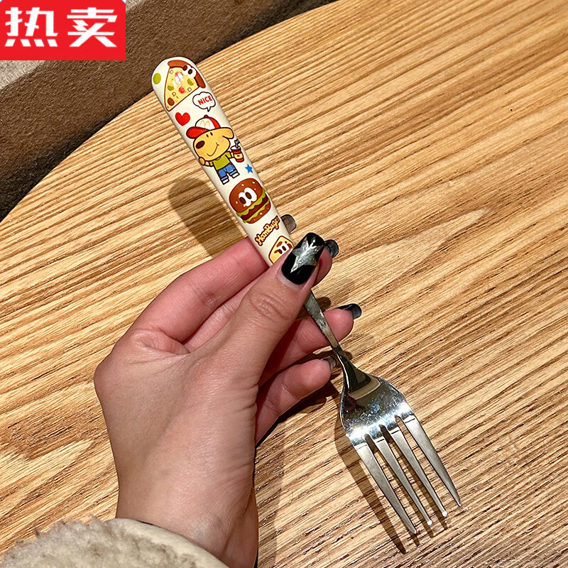 Tuojin German imported quality keir304 stainless steel ceramic spoon fork chopsticks cute cartoon student dormitory home chopsticks (two pairs) keir dog burger 304 stainless steel
